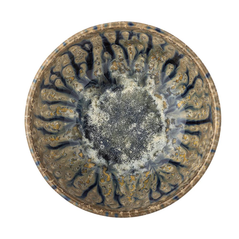 Bloomingville Milani Schale, 300 ml – Handgefertigte Steingutschale in Blau mit perlmuttartiger Glasur