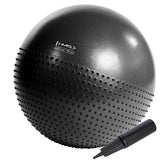 Gymnastikball 75 cm Schwarz mit Massage-Noppen und Pumpe | HMS YB03N
