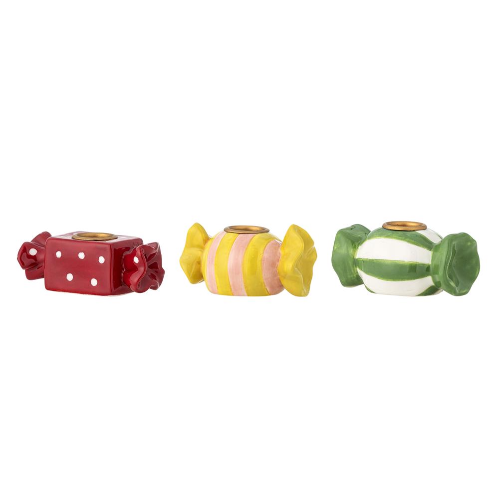 Bloomingville Leiano Kerzenhalter Bunt Steingut 3er Set Bonbon Weihnachtsdeko