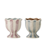 Bloomingville Willa Eierbecher 2er Set, Bunt – handbemalte Steingut-Eierbecher