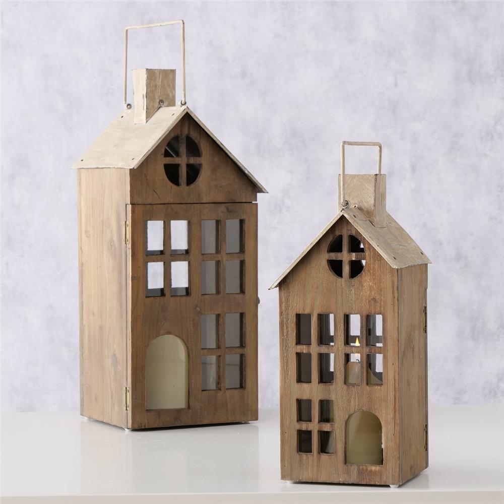 BOLTZE Laterne Marling 2er Set aus Holz Skandinavisches Design