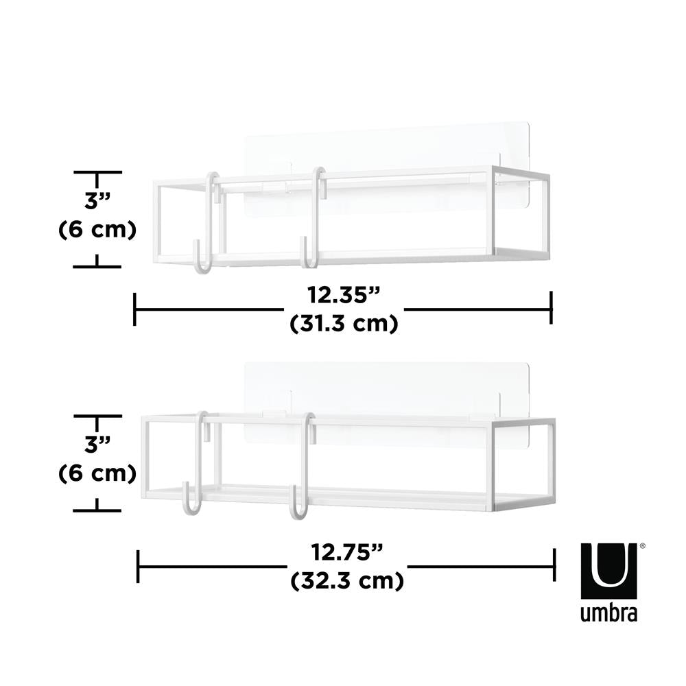 Umbra Cubiko Duschablage, Duschregale ohne Bohren mit Haken, 2er-Set, in Weiß