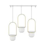 Umbra Triflora Vase Hängeblumentopf Wandvase Blumenampel für Wand und Decke 3er-Set Weiß/Messing