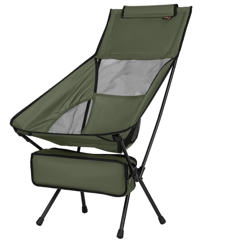 NILS CAMP ultraleichter Klappstuhl in Khaki - kompakter Campingstuhl mit hoher Rückenlehne