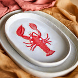 Bloomingville Hadden Servierplatte Steingut rot Hummer Motiv 29 cm