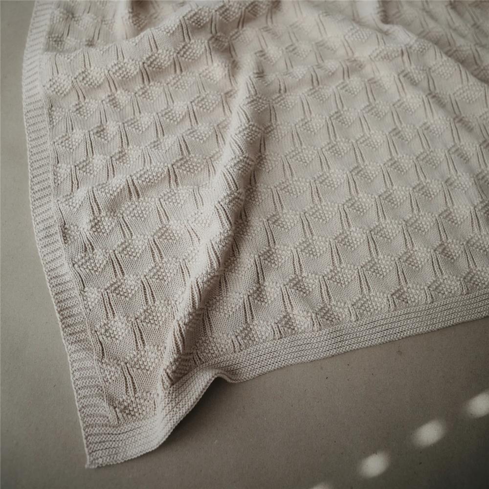 Mushie Gestrickte Babydecke Honigwaben, Beige, aus 100% Bio-Baumwolle