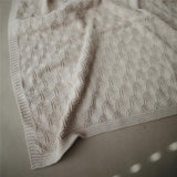 Mushie Gestrickte Babydecke Honigwaben, Beige, aus 100% Bio-Baumwolle
