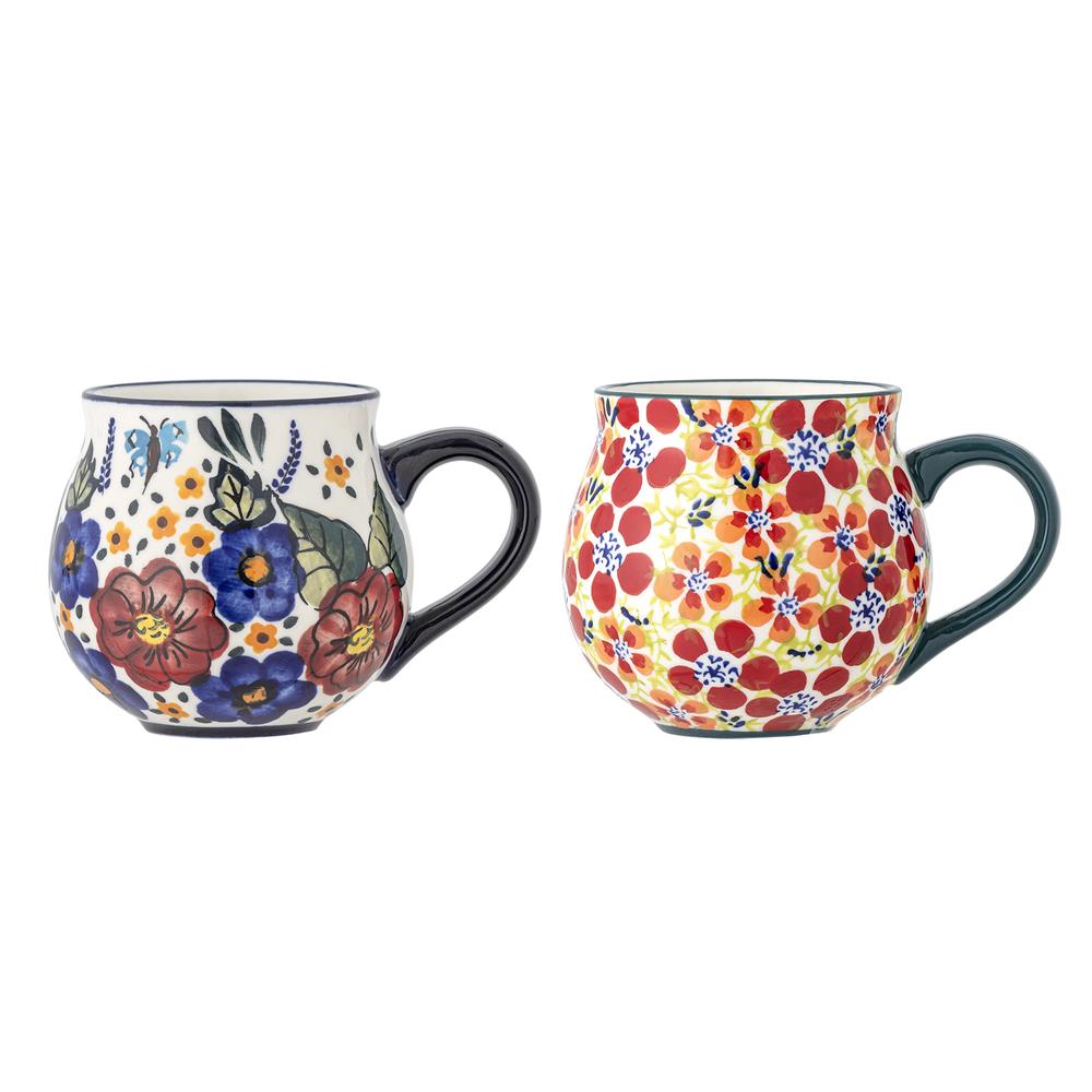 Bloomingville Florist Tasse Set 2er Bunt Steingut mediterran 330ml