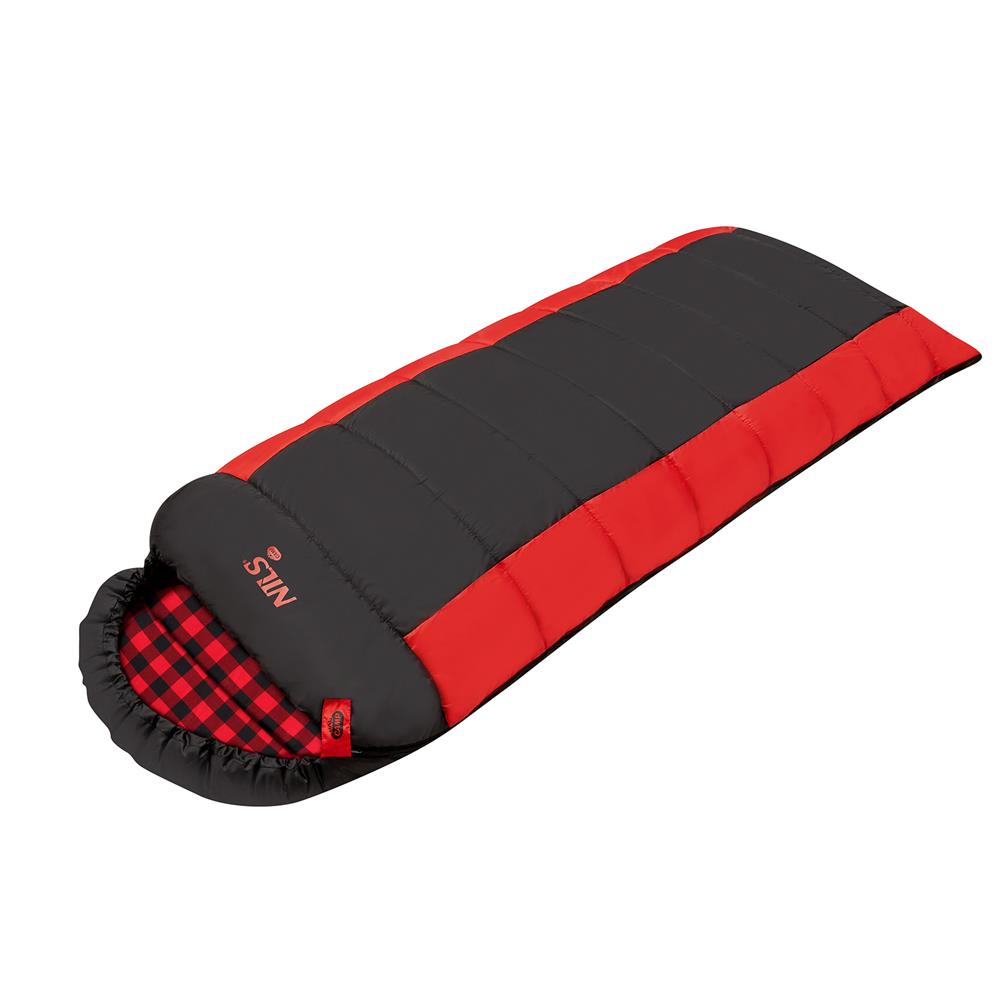 NILS CAMP Schlafsack NC2003 Schwarz/Rot Camping Deckenschlafsack