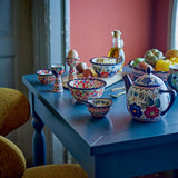 Bloomingville Florist Eierbecher 2er-Set, Rot – handverziertes Steingut mit Blumenmuster