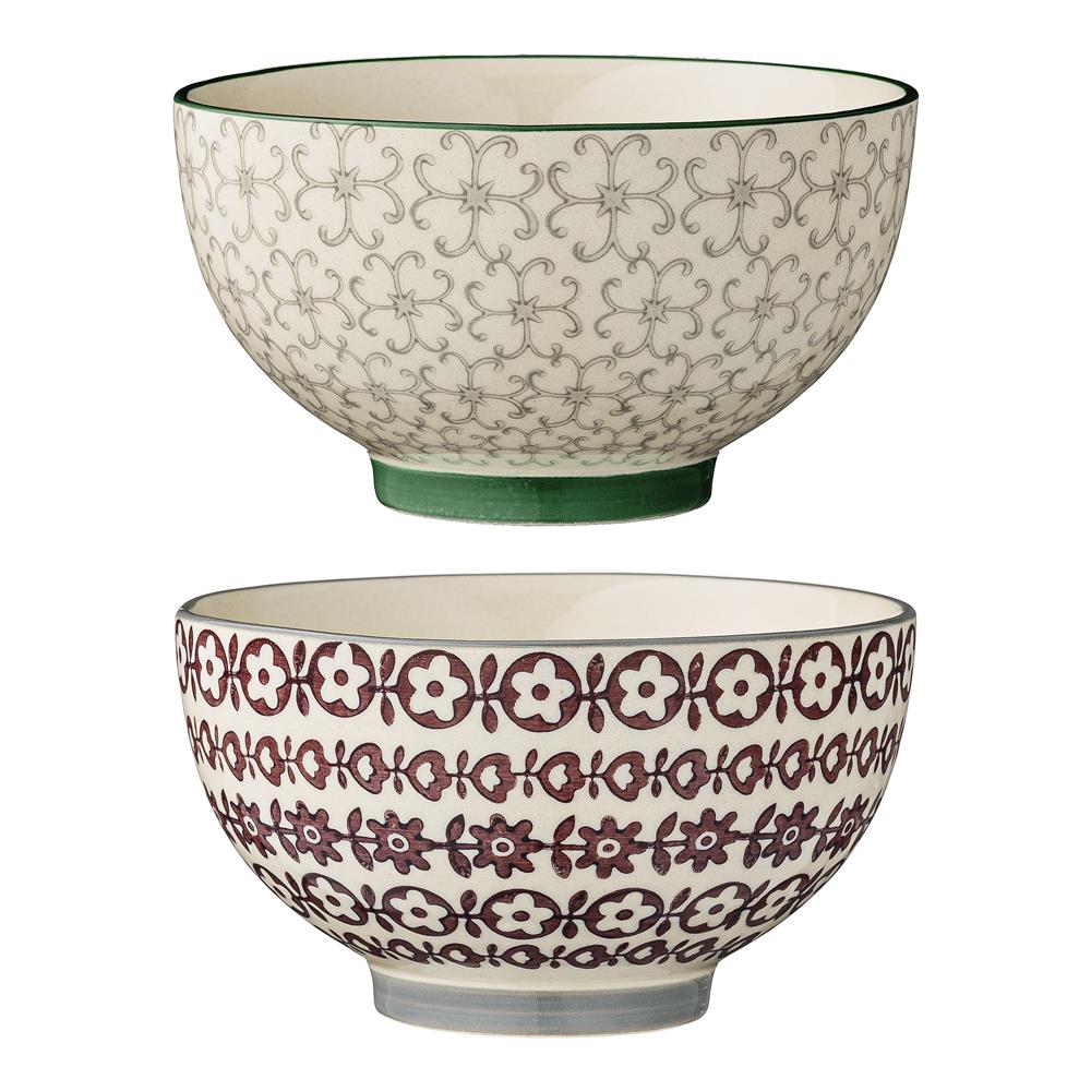 Bloomingville Karine Schüssel, 2er Set, Bunt, 600ml, Steingut, dänisches Design