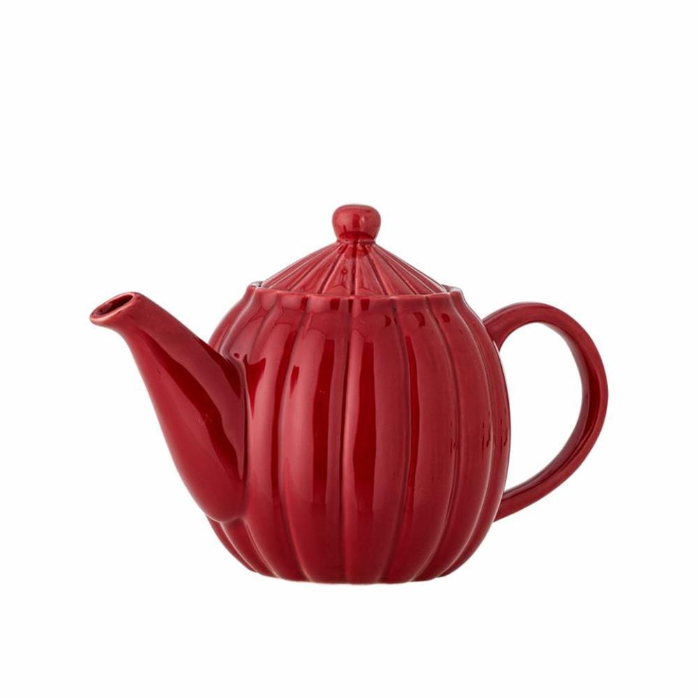 Bloomingville Latina Teekanne, Rot, 1 Liter, Steingut, dänisches Design