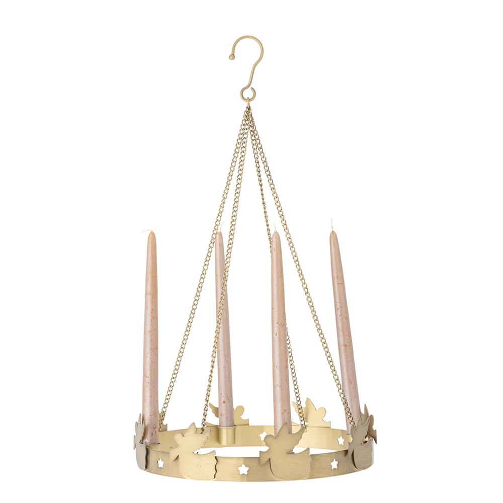 Bloomingville Elmir Adventskerzenständer – Hängender Kerzenhalter aus Metall in Gold