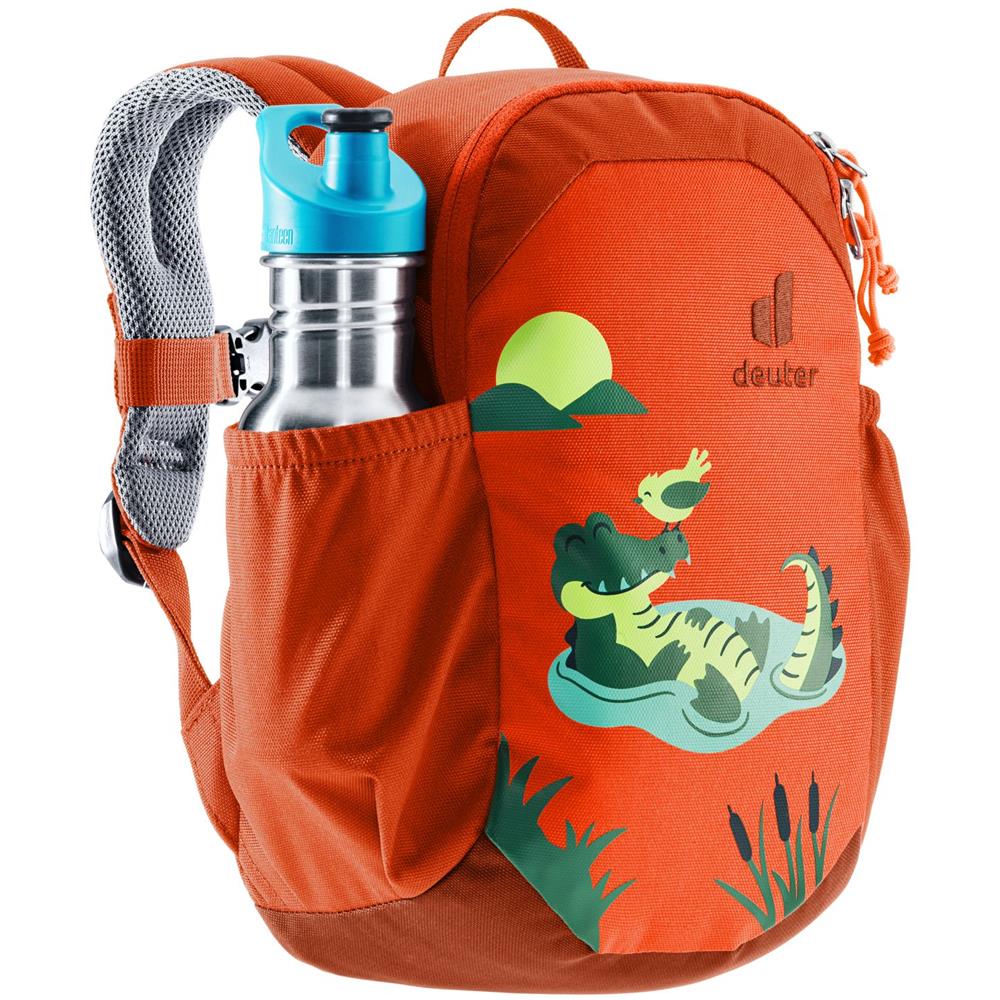 deuter Pico, Kinderrucksack, Dinosaurier Flame-Brick (rot), Kindergartenrucksack für Kinder ab 2 Jahre
