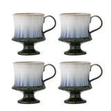 Bloomingville Odile Tasse 4er Set 250 ml D9 cm blau - Steingut Tassen mit Farbverlauf für Küche