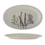 Bloomingville Bea Tablett, Natur, 28,5x18cm, Steingut, mit Blumenmotiv, dänisches Design