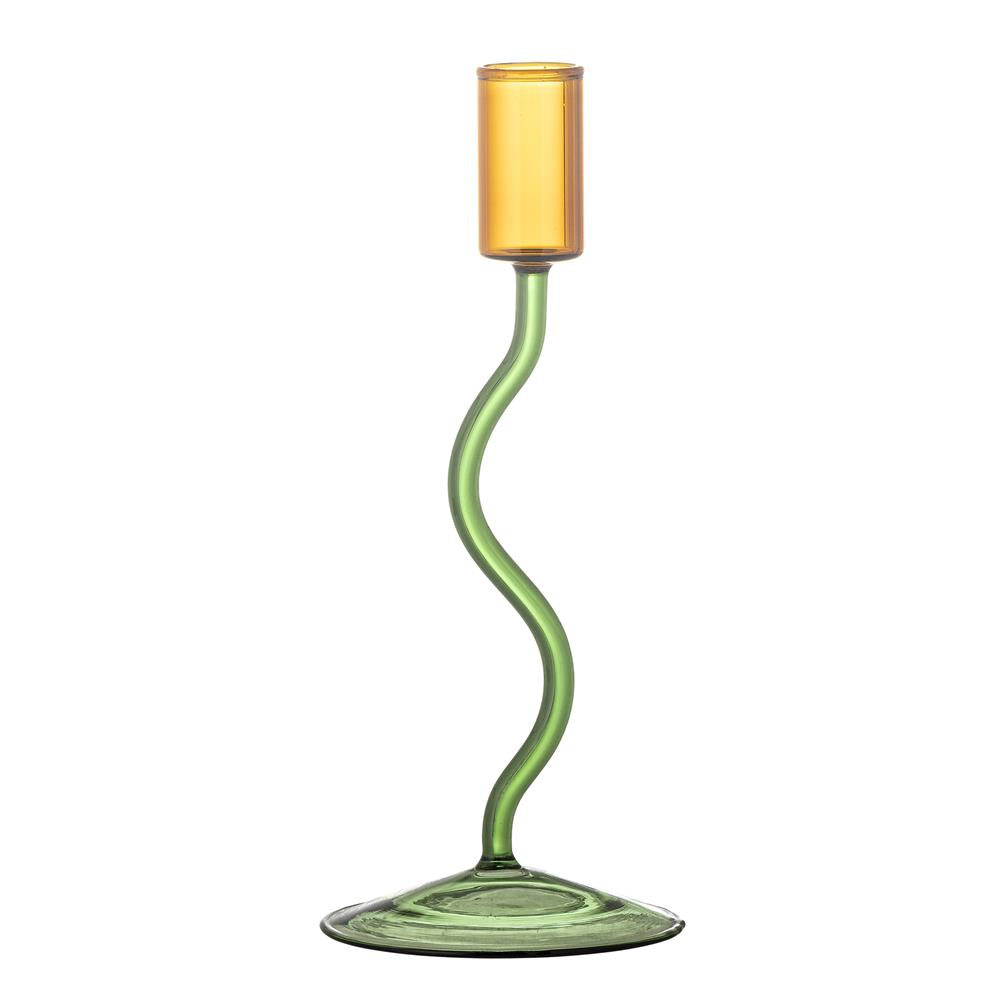 Bloomingville Ada Kerzenhalter, Grün, Glas, mundgeblasen, 22 cm, modernes Design