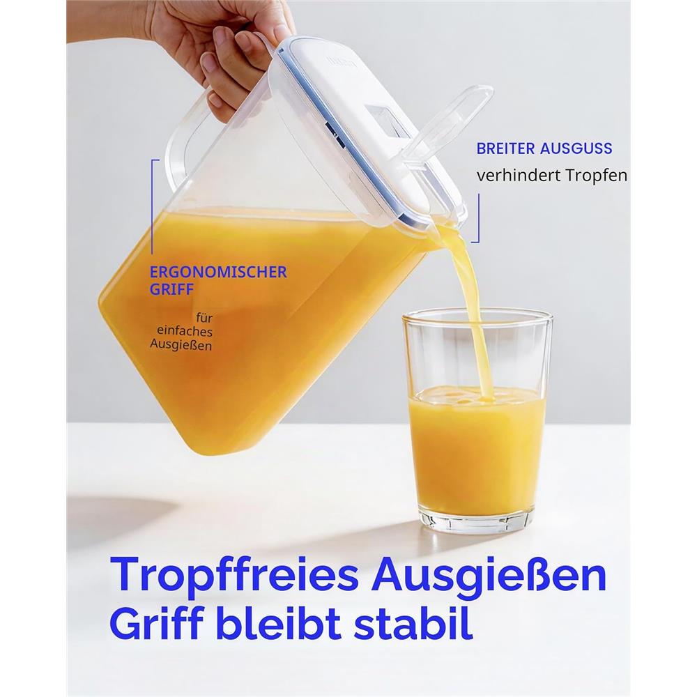 LocknLock Kühlschrankkrug 2L grau - Kunststoff, Krug mit Deckel, BPA-frei, auslaufsicher