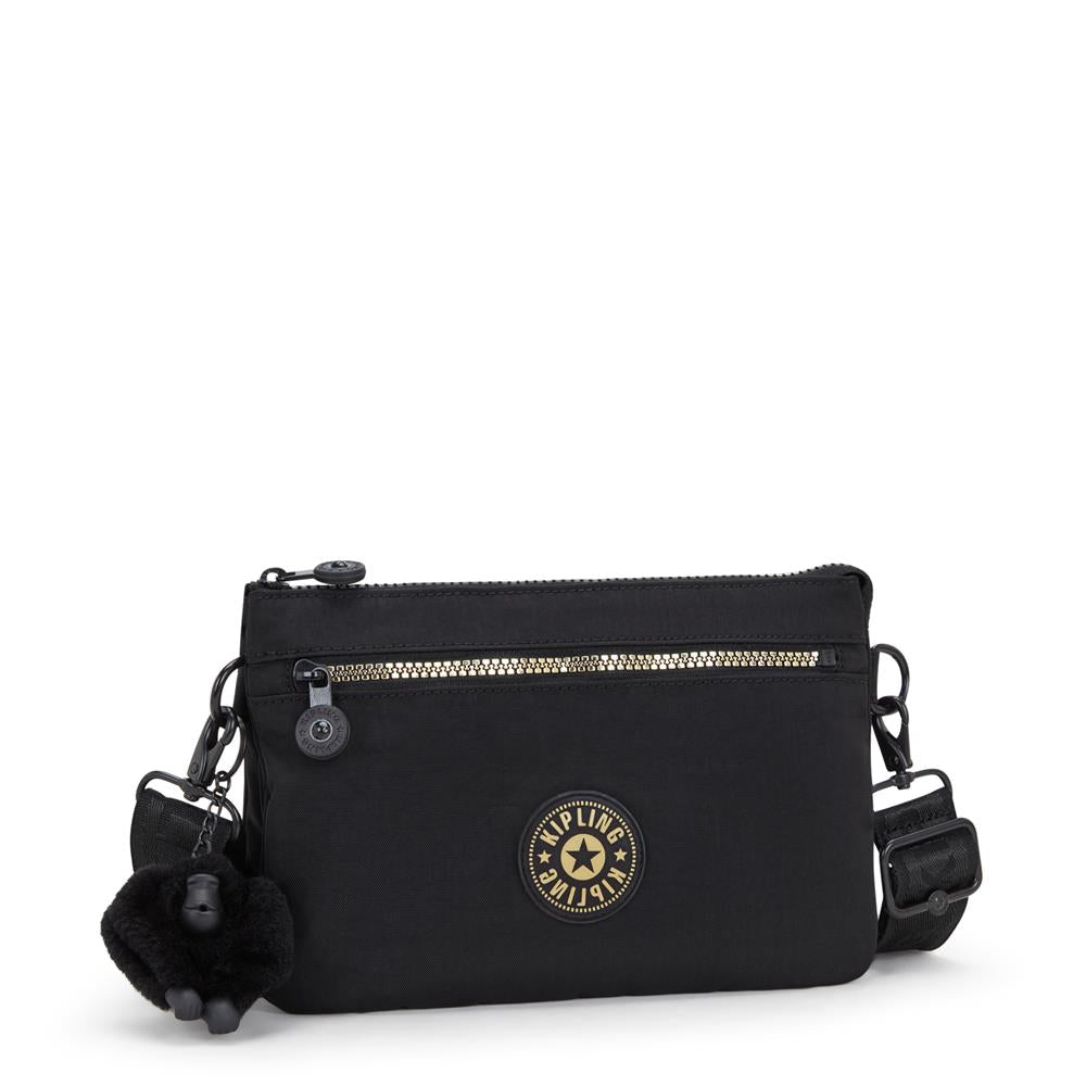 Kipling RIRI ZIP, Kleine Umhängetasche, Glorious Gold (schwarz), Schultertasche, Crossbody