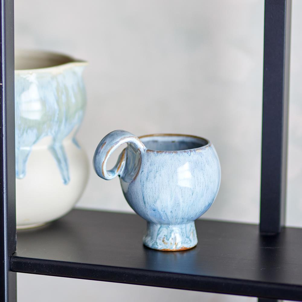 Bloomingville Avonlea Tasse blau 250 ml aus Steingut – 4er Set Kaffeetassen für Küche