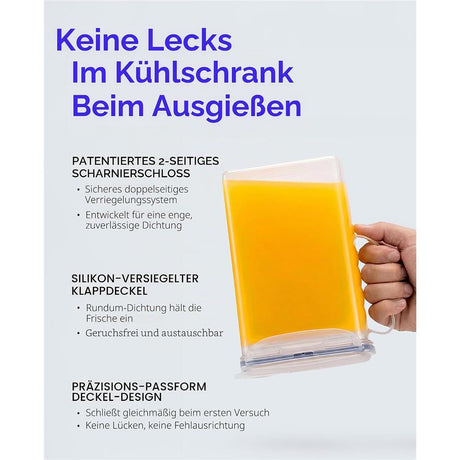 LocknLock Kühlschrankkrug 2L grau - Kunststoff, Krug mit Deckel, BPA-frei, auslaufsicher