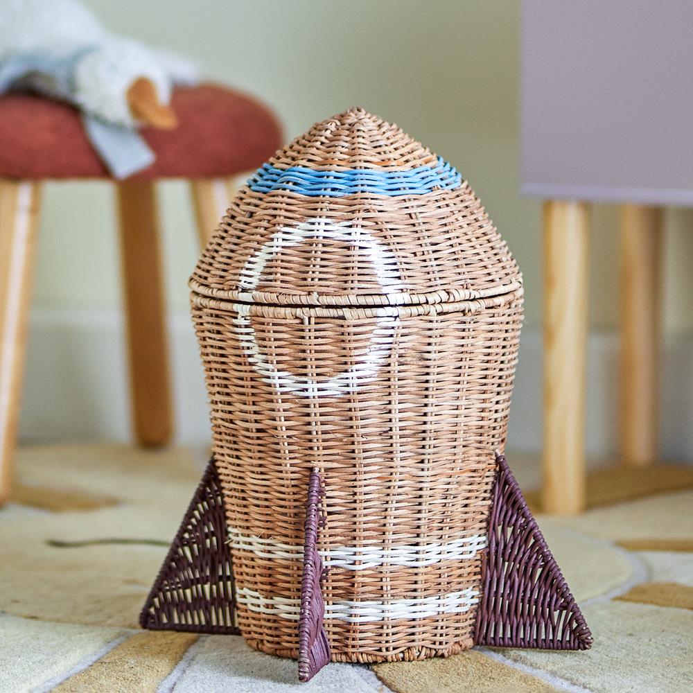 Bloomingville MINI Space Korb mit Deckel Natur Rattan Durchmesser 31cm