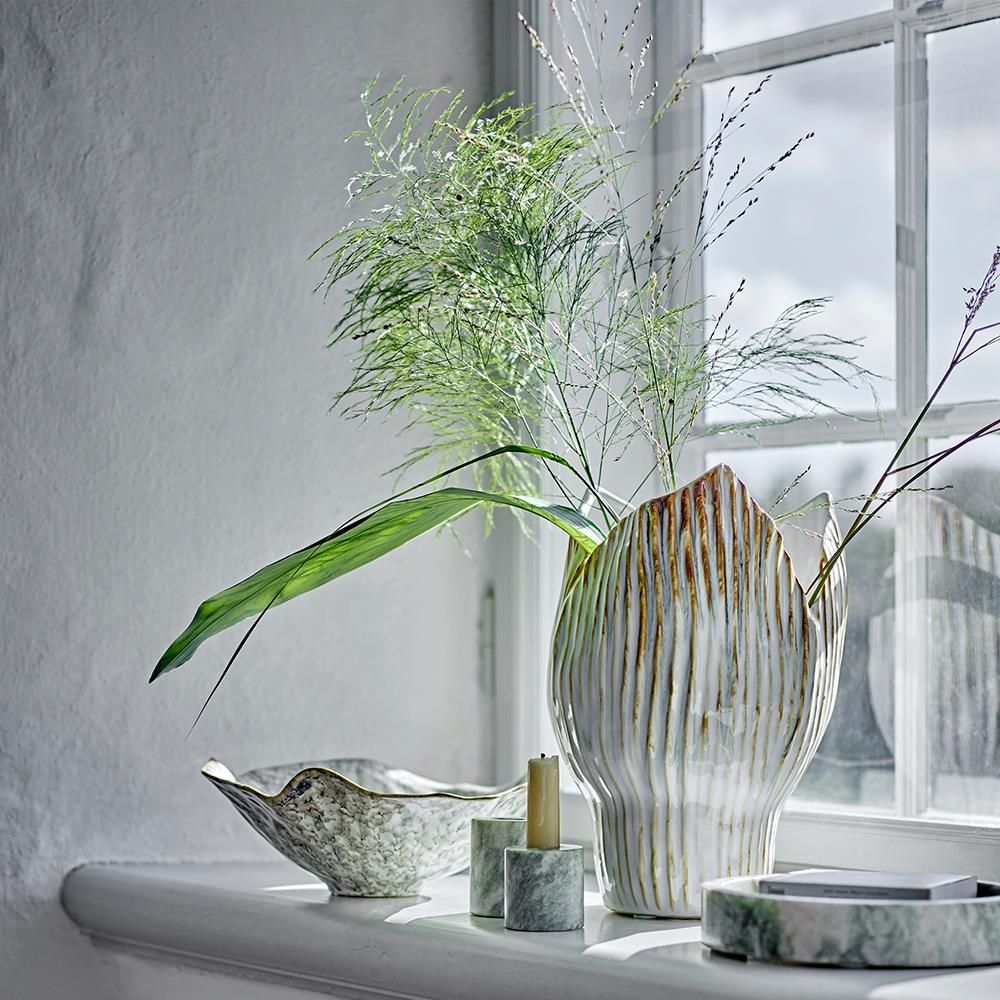 Bloomingville Kokoro Kerzenhalter 2er Set, Grün, Marmor – stilvolle Deko aus Naturstein