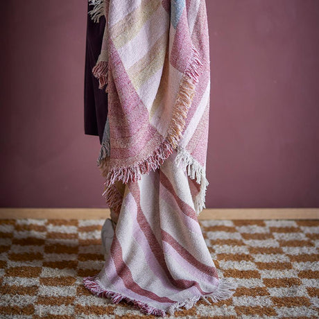 Bloomingville Lane Decke 160x130 cm – Nachhaltige Baumwolle mit grafischem Muster & Fransen