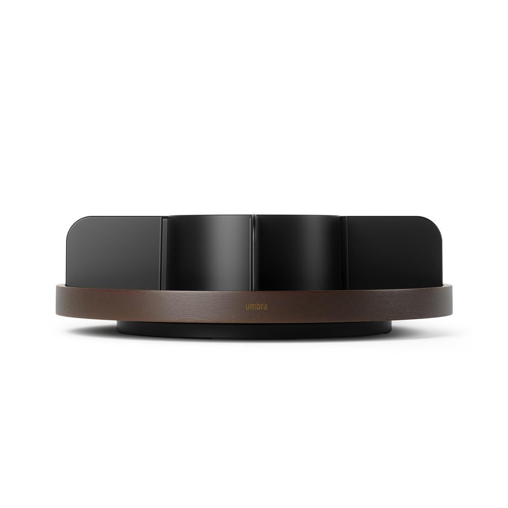 Umbra Bellwood Drehbarer Organizer, Lazy Susan Drehteller in Schwarz/Walnuss
