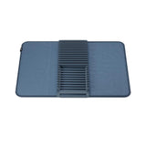 Umbra Udry Geschirr Abtropfgestell und Mikrofaser Abtropfmatte, Faltbar, Platzsparend, 61 x 45 cm, in Schieferblau