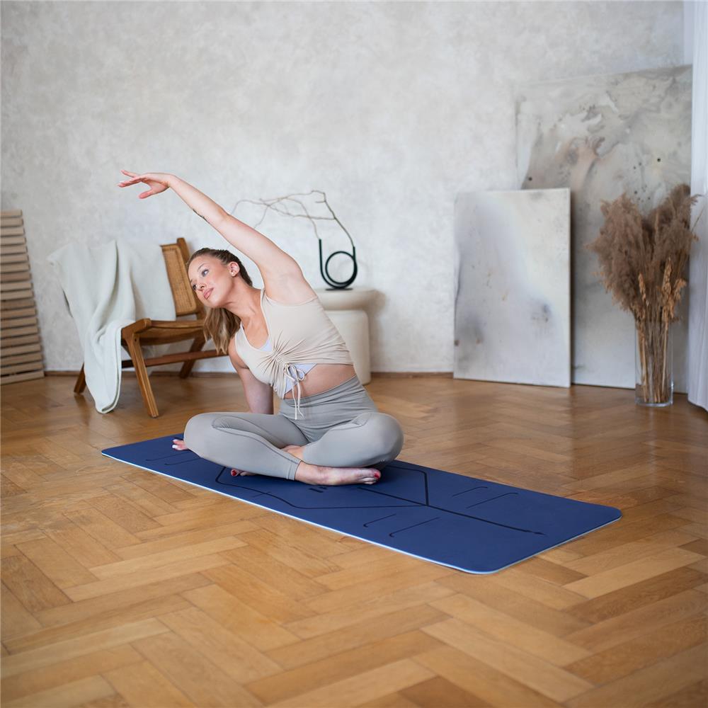 Yogamatte 183 x 61 x 0,8 cm Fitnessmatte Blau Gymnastikmatte rutschfest | HMS YM10