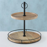 BOLTZE Etagere Opura 38cm 2-stöckig Holz Metall mit Griff für Dekoration Elegantes Design