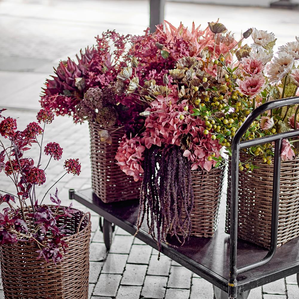 Bloomingville Hydrangea Stiel orange - künstliche Hortensie Deko Blume für Vase & Wohnaccessoires