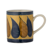 Bloomingville Heikki Tasse, 400 ml, Braun, Steingut, mit handbemaltem Muster