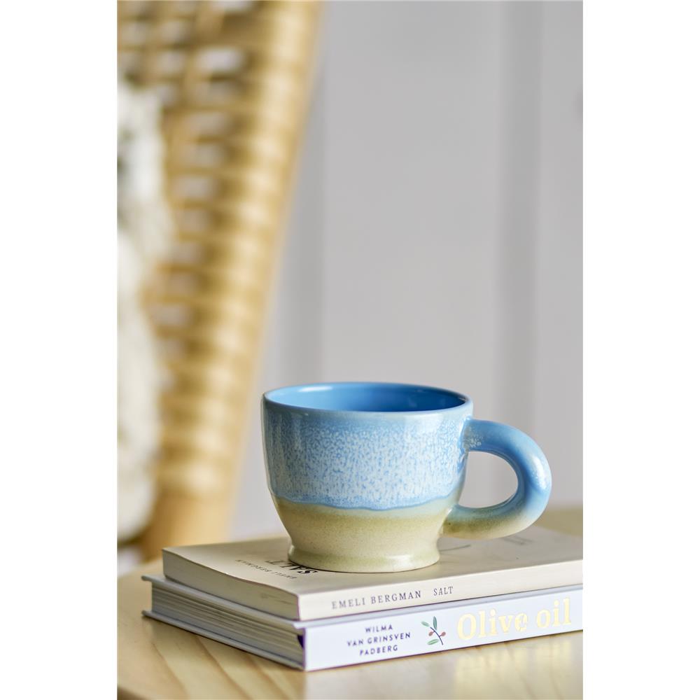 Bloomingville Safie Becher Blau 300ml Steingut mit Henkel spülmaschinenfest Tasse