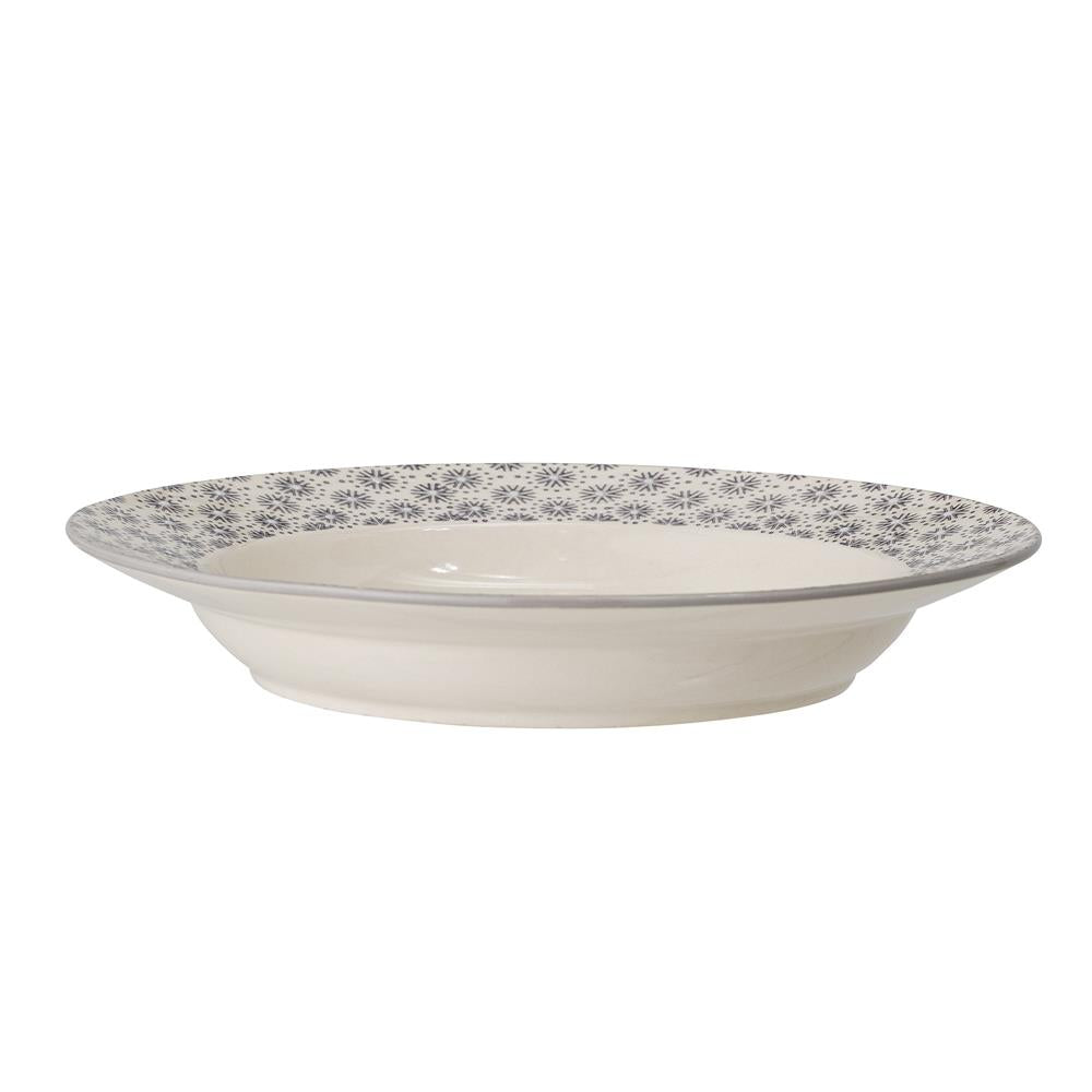 Bloomingville Elsa Pastateller in Grau gemustert 28cm aus Steingut im dänischen Design