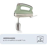 Ariete Vintage Handmixer, Grün, Elektrischer Mixer 450W, 5 Stufen Turbo, Schneebese, Knethaken