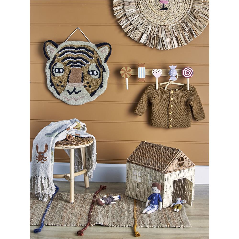 Bloomingville MINI Rudy Garderobe Braun Holz Kindergarderobe 42 x 14 x 7 cm
