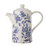 Bloomingville Petunia Teekanne, Blau, Steingut, 800 ml, mit romantischen Vintage-Look