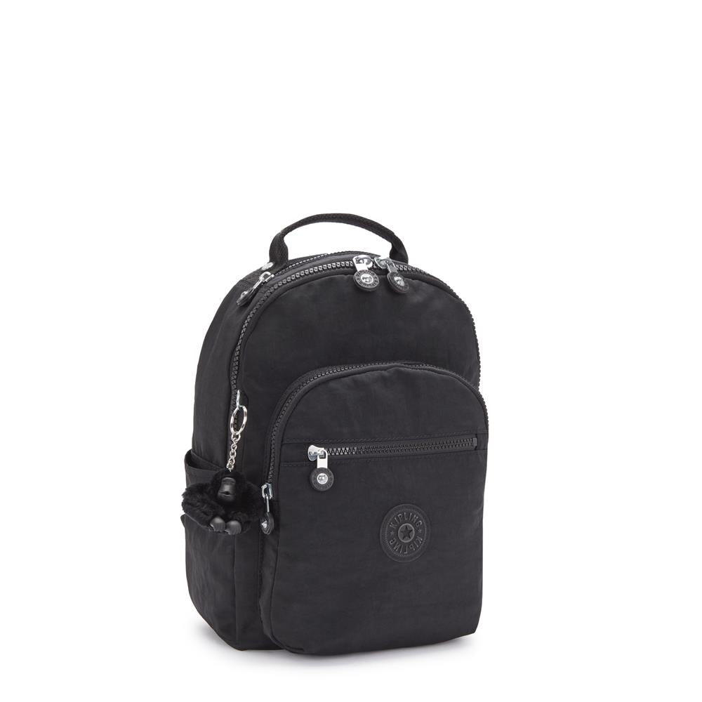 Kipling SEOUL S, Kleiner Schulrucksack mit 11-Zoll-Tabletfach, 14L, Black Noir (schwarz)