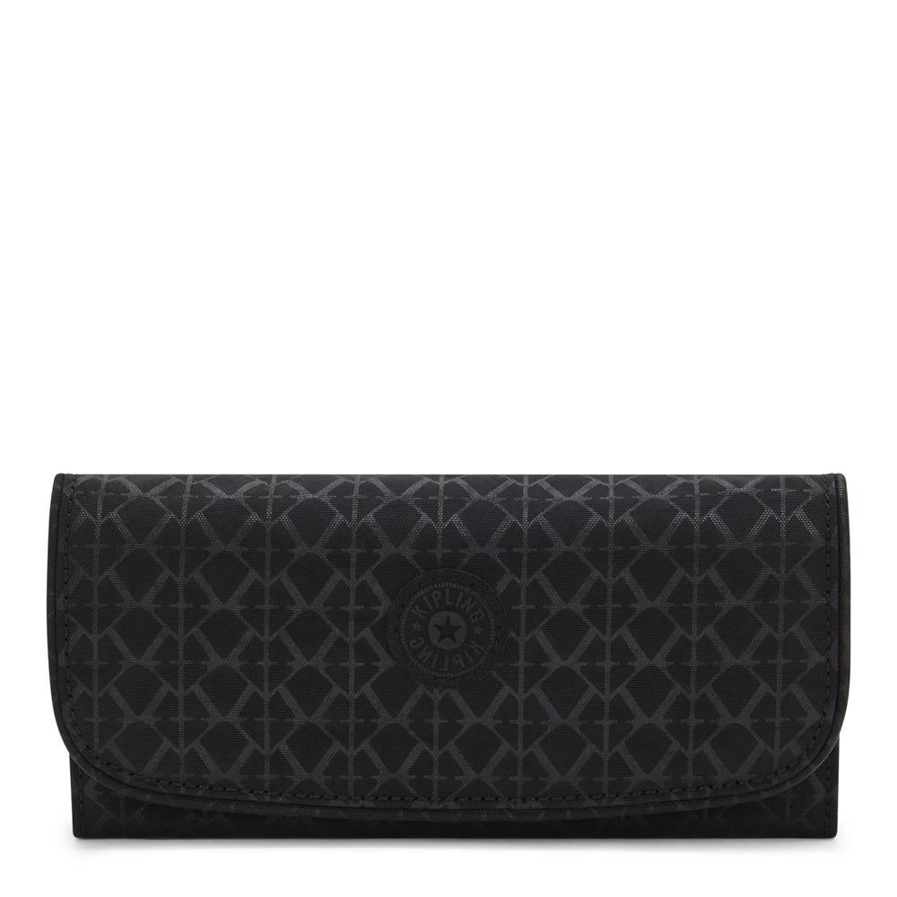Kipling MONEY LAND, Großes Portemonnaie, Signature Emb (schwarz), Geldbörse, Brieftasche