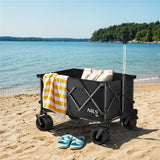 NILS CAMP XXL Bollerwagen faltbar 180L in Schwarz -Campingwagen für Strand & Garten