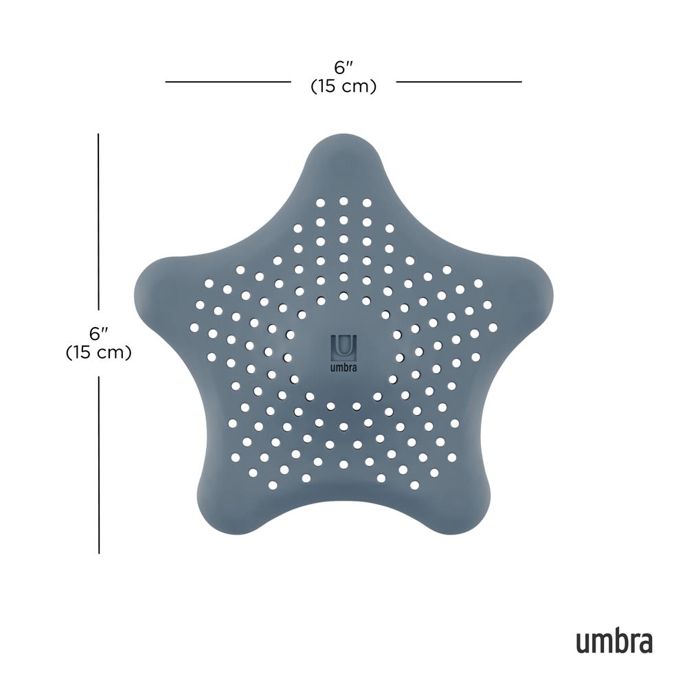 Umbra Starfish Abfluss Haarfänger mit Saugnäpfen, Silikon Abflusssieb, in Schieferblau
