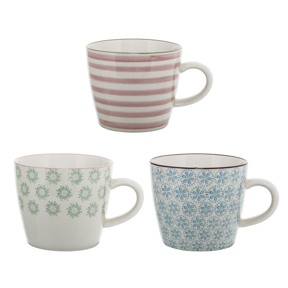 Bloomingville Patrizia Tassen, 3er Set, 300ml, Steingut, dänisches Design