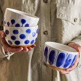 Bloomingville Linora Schalen blau Steingut 3er Set D12,5xH8 cm 580 ml