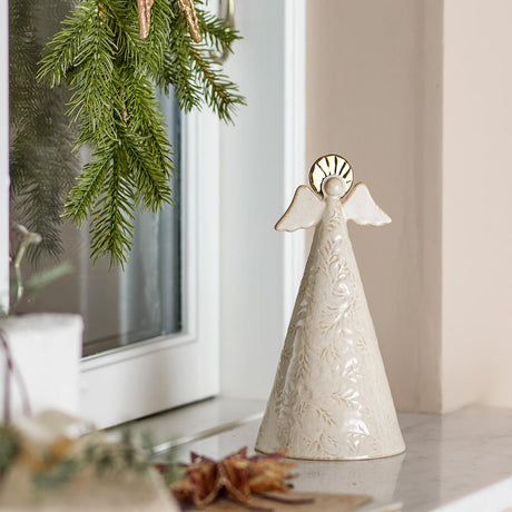 Bloomingville Liza Engel Figur, Natur, Steingut 20 cm Weihnachtsdeko