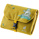 deuter Wash Bag Kids turmeric Kulturbeutel in Gelb mit Bären-Motiv und Aufhängehaken