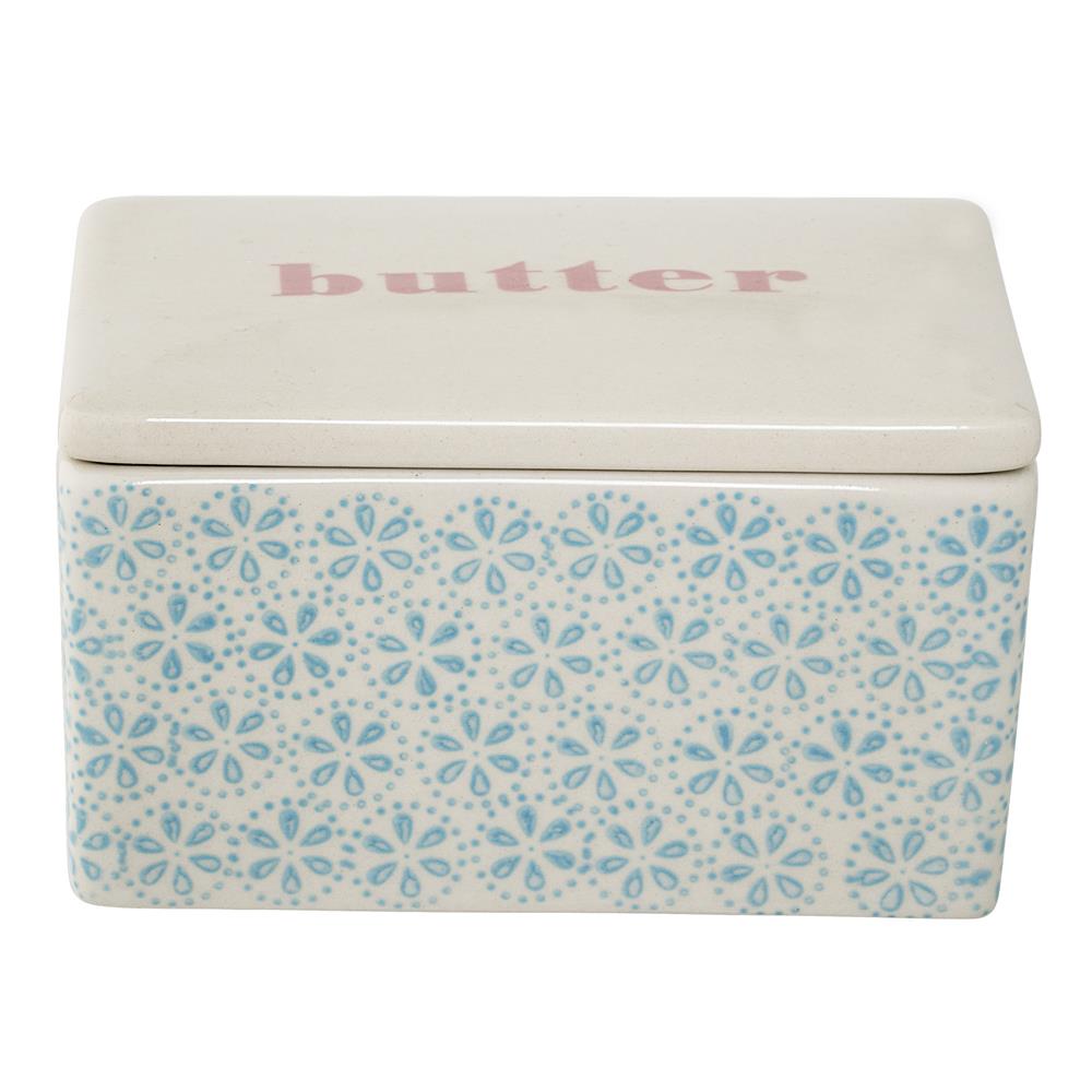 Bloomingville Patrizia Butterdose, Blau, Steingut, dänisches Design