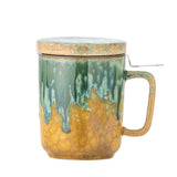 Bloomingville Yuma Becher Deckel Teesieb grün Steingut 250 ml