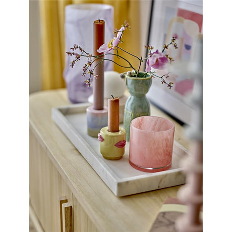 Bloomingville Sakkara Teelichthalter in Rose, 8cm, aus Glas mundgeblasen